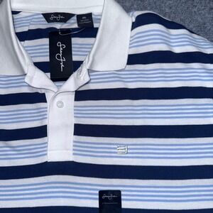 Sean John Polo Shirt‎ XXL NWT Navy Blue White Stripe 100% Cotton Classic Fit
